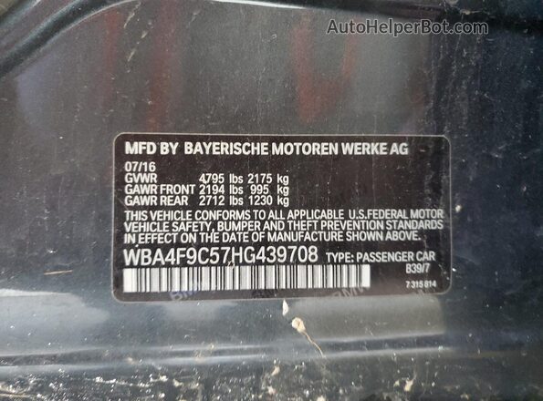 WBA4F9C57HG439708 2017 BMW 4 SERIES Charcoal Շարժիչի բաժամունքի տեսք