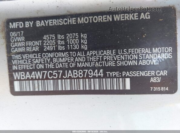 WBA4W7C57JAB87944 2018 BMW 7 SERIES Silver 