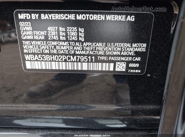 WBA53BH02PCM79511 2023 BMW 5 SERIES Black Vista del compartimento del motor