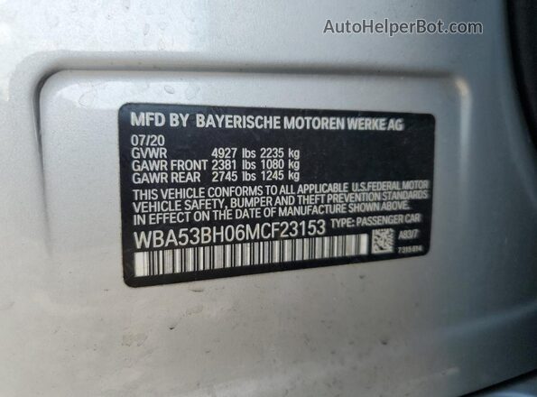 WBA53BH06MCF23153 2021 BMW 7 SERIES Silver Вид підкапотного простору
