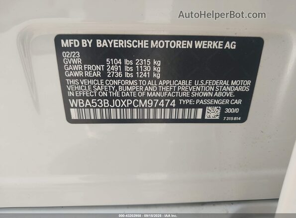 WBA53BJ0XPCM97474 2023 BMW 5 SERIES White Вид підкапотного простору