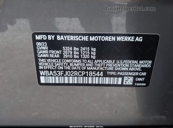 WBA53FJ02RCP18544 2024 BMW 5 SERIES Beige Շարժիչի բաժամունքի տեսք