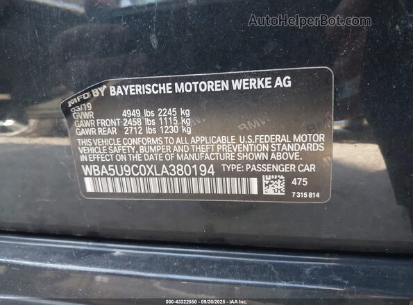 WBA5U9C0XLA380194 2020 BMW 3 SERIES Black Вид підкапотного простору