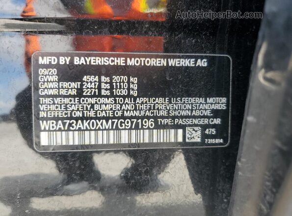 WBA73AK0XM7G97196 2021 BMW 2 SERIES Black Engine compartment view