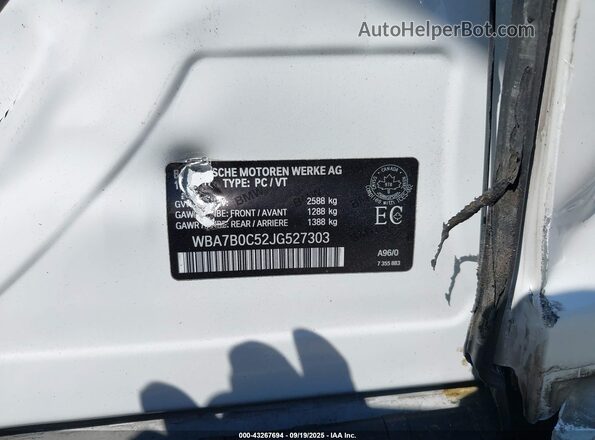 WBA7B0C52JG527303 2018 BMW 7 SERIES White ძრავის განყოფილების ხედი