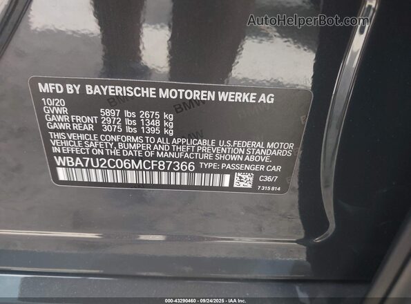 WBA7U2C06MCF87366 2021 BMW 7 SERIES Gray Вид підкапотного простору