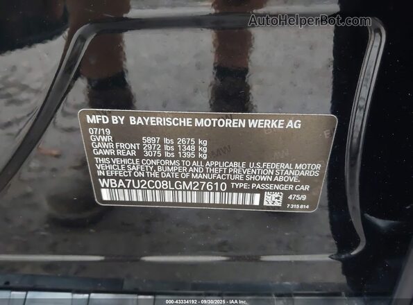 WBA7U2C08LGM27610 2020 BMW 7 SERIES Black Vista del compartimento del motor