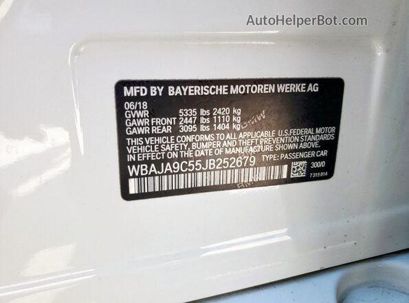 WBAJA9C55JB252679 2018 BMW 7 SERIES White 