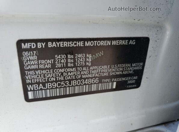WBAJB9C53JB034866 2018 BMW M5 White Engine compartment view