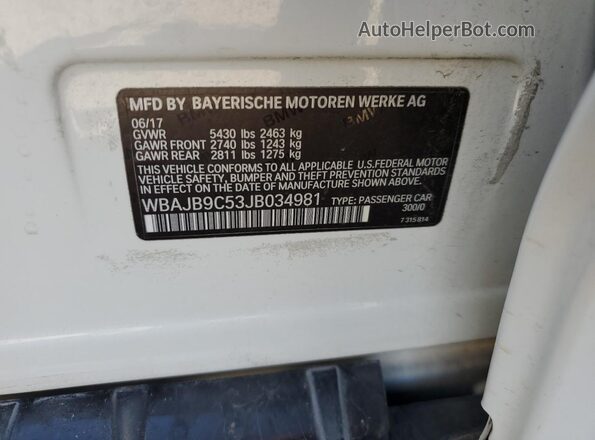 WBAJB9C53JB034981 2018 BMW M5 White 