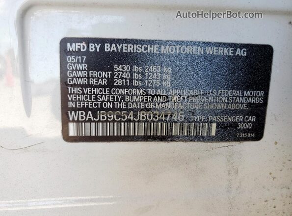 WBAJB9C54JB034746 2018 BMW M5 White ძრავის განყოფილების ხედი