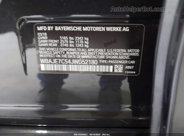 WBAJE7C54JWD52180 2018 BMW 7 SERIES Черный 