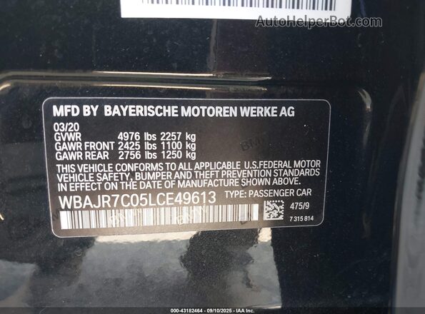 WBAJR7C05LCE49613 2020 BMW 5 SERIES Black Widok komory silnika