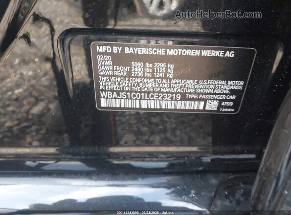 WBAJS1C01LCE23219 2020 BMW 5 SERIES Black Շարժիչի բաժամունքի տեսք