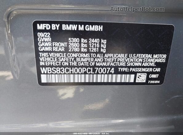 WBS83CH00PCL70074 2023 BMW M5 Silver Շարժիչի բաժամունքի տեսք