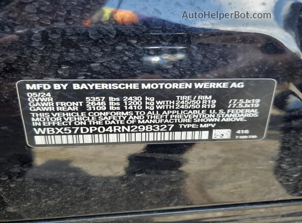 WBX57DP04RN298327 2024 BMW X3 Black 