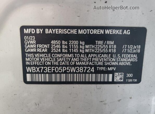 WBX73EF05P5W38724 2023 BMW X1 Белый 
