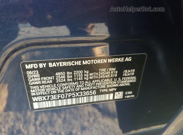 WBX73EF07P5X33656 2023 BMW X1 Blue 