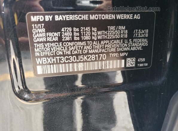 WBXHT3C30J5K28170 2018 BMW X1 Черный 