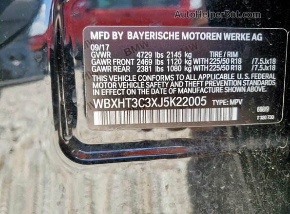 WBXHT3C3XJ5K22005 2018 BMW X1 Black 