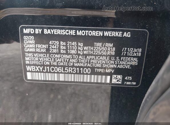 WBXYJ1C06L5R31100 2020 BMW X2 Black Vista del compartimento del motor