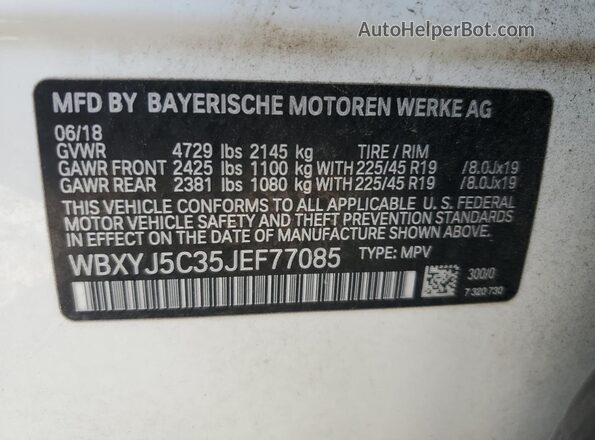 WBXYJ5C35JEF77085 2018 BMW X2 Белый 