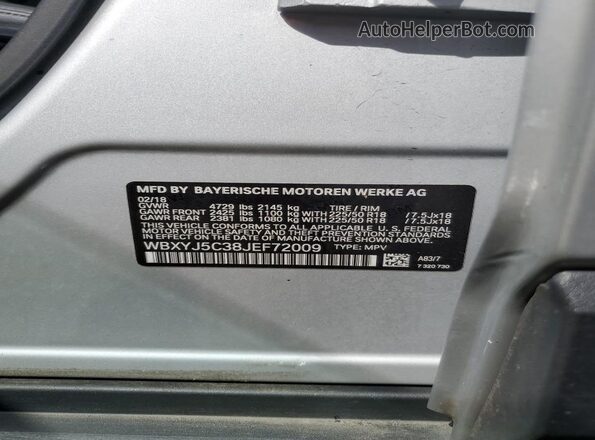 WBXYJ5C38JEF72009 2018 BMW X2 Silver 