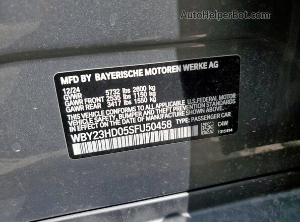 WBY23HD05SFU50458 2025 BMW I4 Gray VIN sticker view