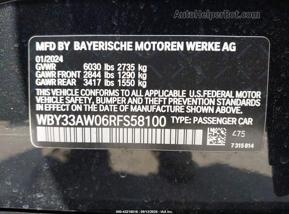 WBY33AW06RFS58100 2024 BMW I4 Black Շարժիչի բաժամունքի տեսք