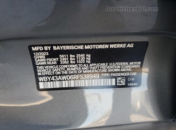 WBY43AW06RFS38949 2024 BMW I4 Silver 