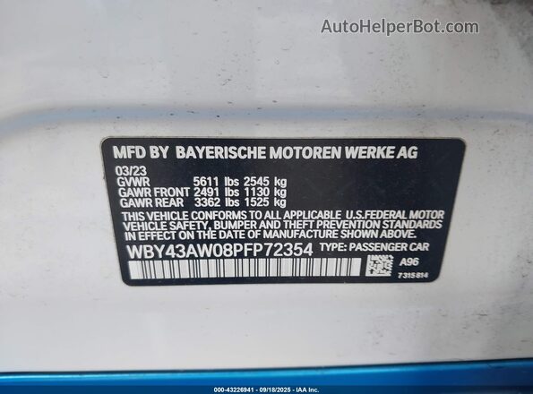 WBY43AW08PFP72354 2023 BMW I4 Белый 