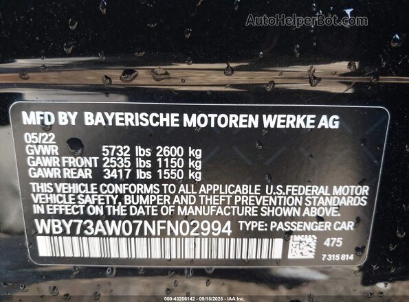 WBY73AW07NFN02994 2022 BMW I4 Black Widok komory silnika