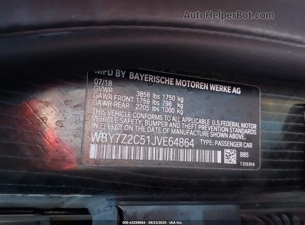 WBY7Z2C51JVE64864 2018 BMW I3 White Շարժիչի բաժամունքի տեսք