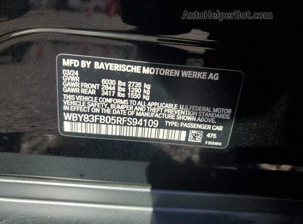 WBY83FB05RFS94109 2024 BMW I4 Black 