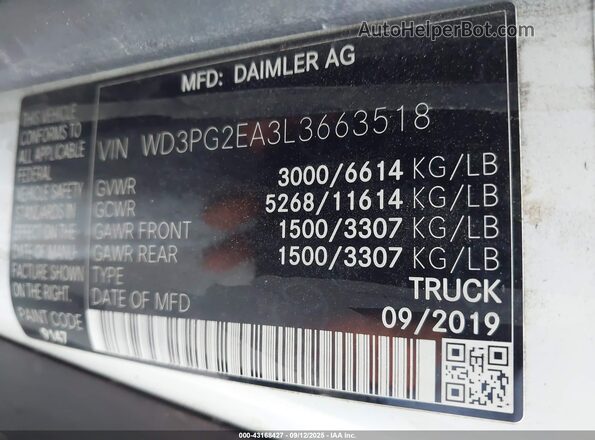 WD3PG2EA3L3663518 2020 MERCEDES-BENZ METRIS White Widok komory silnika