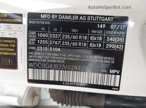 WDC0G4JB2JV024429 2018 MERCEDES-BENZ GLC 300 White Widok komory silnika