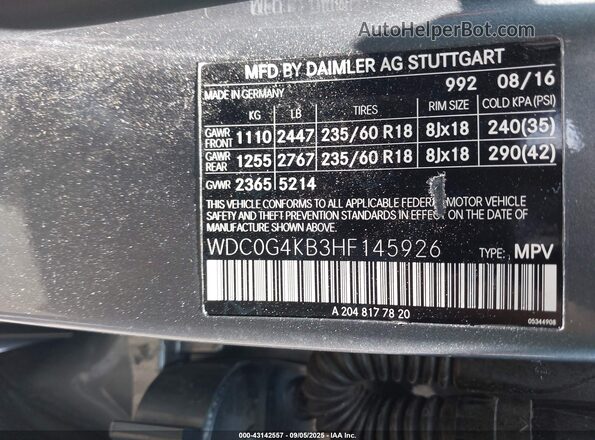 WDC0G4KB3HF145926 2017 MERCEDES-BENZ GLC 300 Gray 