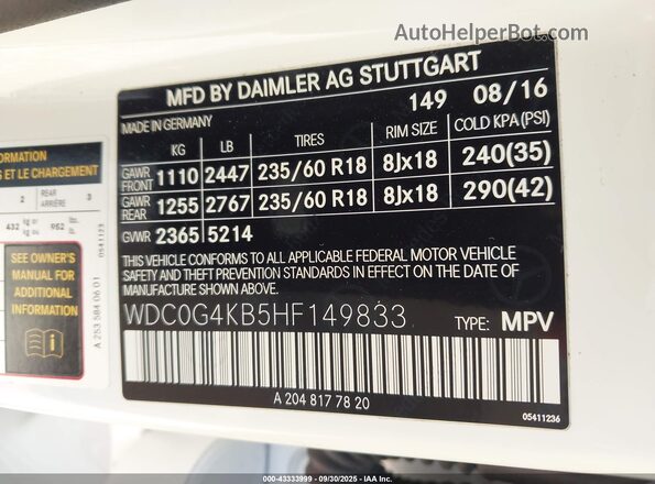 WDC0G4KB5HF149833 2017 MERCEDES-BENZ GLC 300 White 