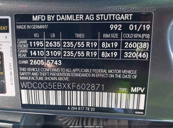 WDC0G5EBXKF602871 2019 MERCEDES-BENZ GLC 350E Gray Vista del compartimento del motor