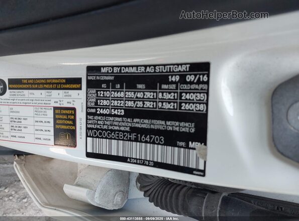 WDC0G6EB2HF164703 2017 MERCEDES-BENZ AMG GLC 43 Черный 