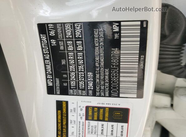 WDC0G8EB5LF680784 2020 MERCEDES-BENZ GLC-CLASS White 