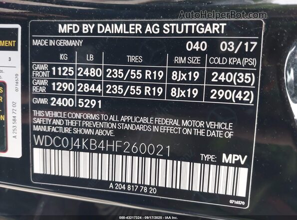 WDC0J4KB4HF260021 2017 MERCEDES-BENZ GLC 300 COUPE Black Widok komory silnika