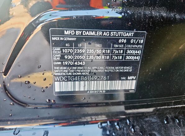WDCTG4EB6JJ492761 2018 MERCEDES-BENZ GLA Black 