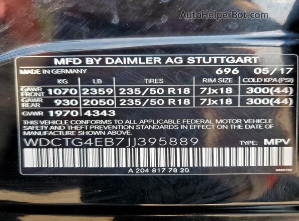 WDCTG4EB7JJ395889 2018 MERCEDES-BENZ GLA Black 