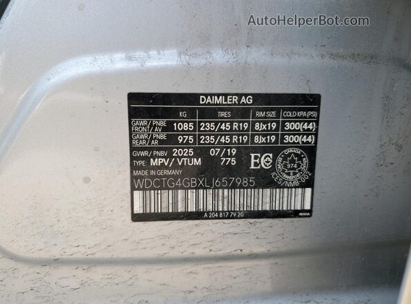WDCTG4GBXLJ657985 2020 MERCEDES-BENZ GLA Silver 