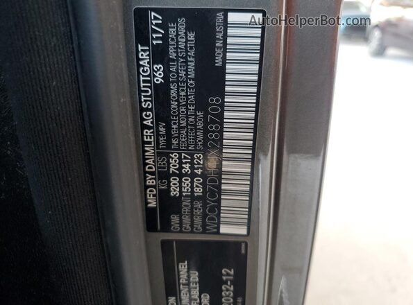 WDCYC7DH4JX288708 2018 MERCEDES-BENZ G-CLASS Green VIN კოდის სტიკერის ხედი