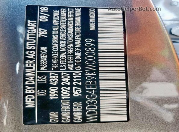 WDD3G4EB9KW000899 2019 MERCEDES-BENZ A Gray ძრავის განყოფილების ხედი