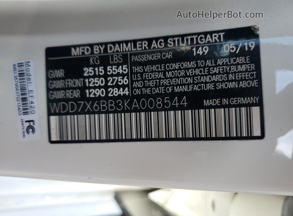 WDD7X6BB3KA008544 2019 MERCEDES-BENZ AMG White Շարժիչի բաժամունքի տեսք
