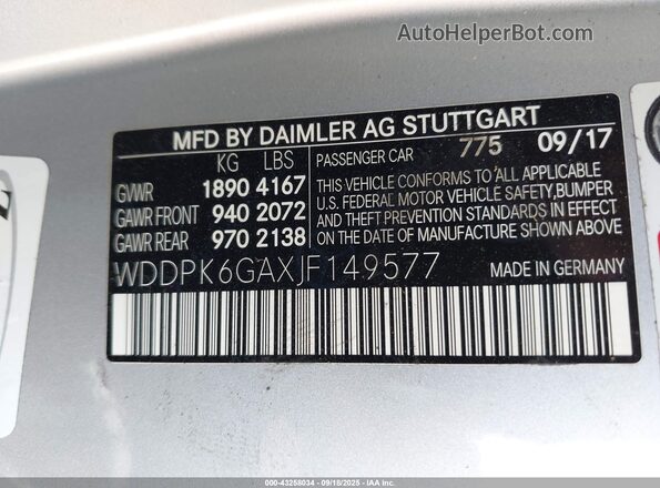 WDDPK6GAXJF149577 2018 MERCEDES-BENZ SLC Silver Շարժիչի բաժամունքի տեսք