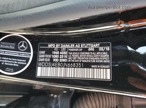 WDDSJ4EB0JN668351 2018 MERCEDES-BENZ CLA-CLASS Black 